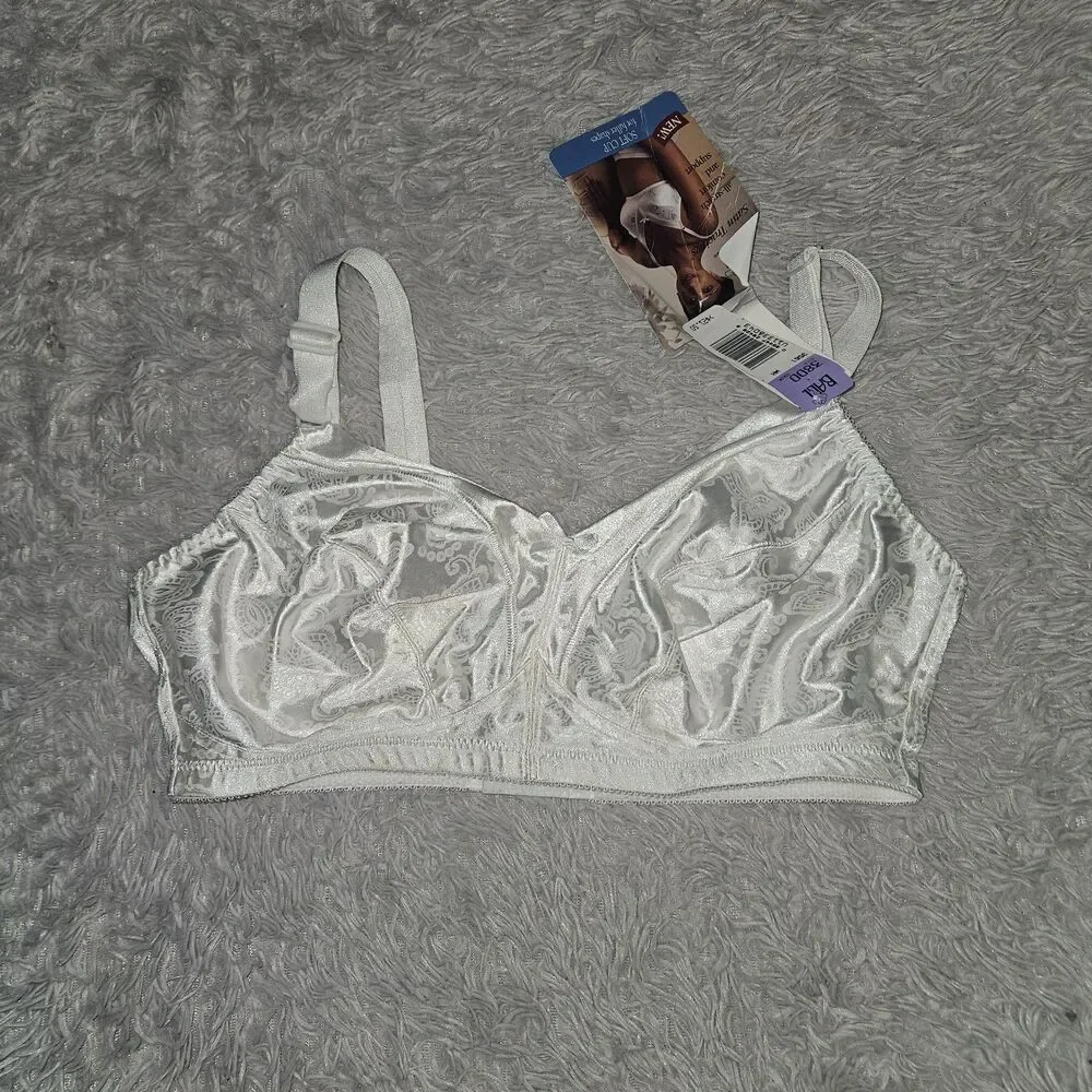 NWT Bali Women's Wirefree Bra Size 38DD White Floral Paisley Print Set of 2 Vtg